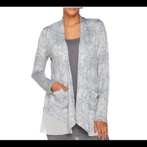 Logo by Goldstein open front long-sleeve Cardigan Gray Snake Skin Print Sz Large